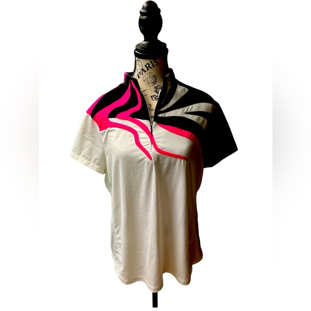GOLF shirt - Jamie Saddock, HOT PINK & Black/white golf shirt!
